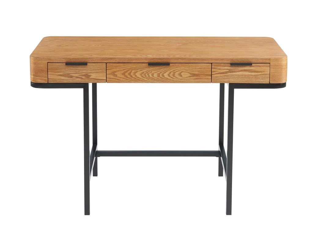 Bureau Avec 3 Tiroirs - MDF Et Métal - Naturel Et Noir - LISELA – Image 4