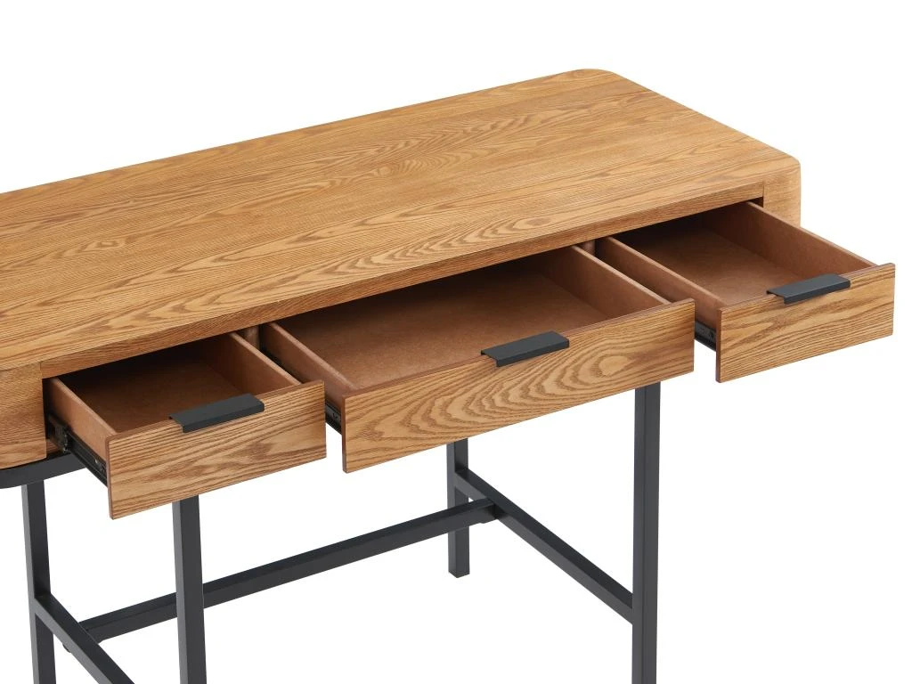 Bureau Avec 3 Tiroirs - MDF Et Métal - Naturel Et Noir - LISELA – Image 6