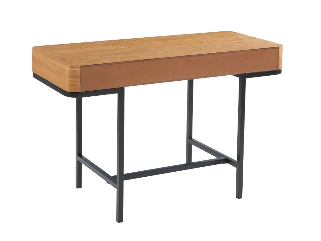 Bureau Avec 3 Tiroirs - MDF Et Métal - Naturel Et Noir - LISELA – Image 8