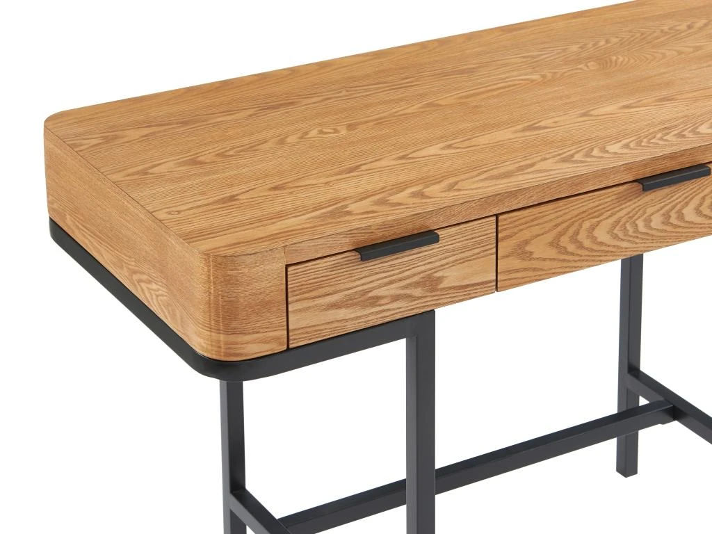 Bureau Avec 3 Tiroirs - MDF Et Métal - Naturel Et Noir - LISELA – Image 7