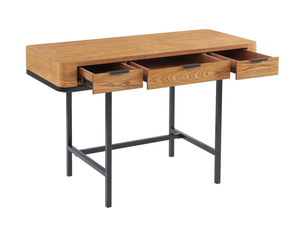 Bureau Avec 3 Tiroirs - MDF Et Métal - Naturel Et Noir - LISELA – Image 5