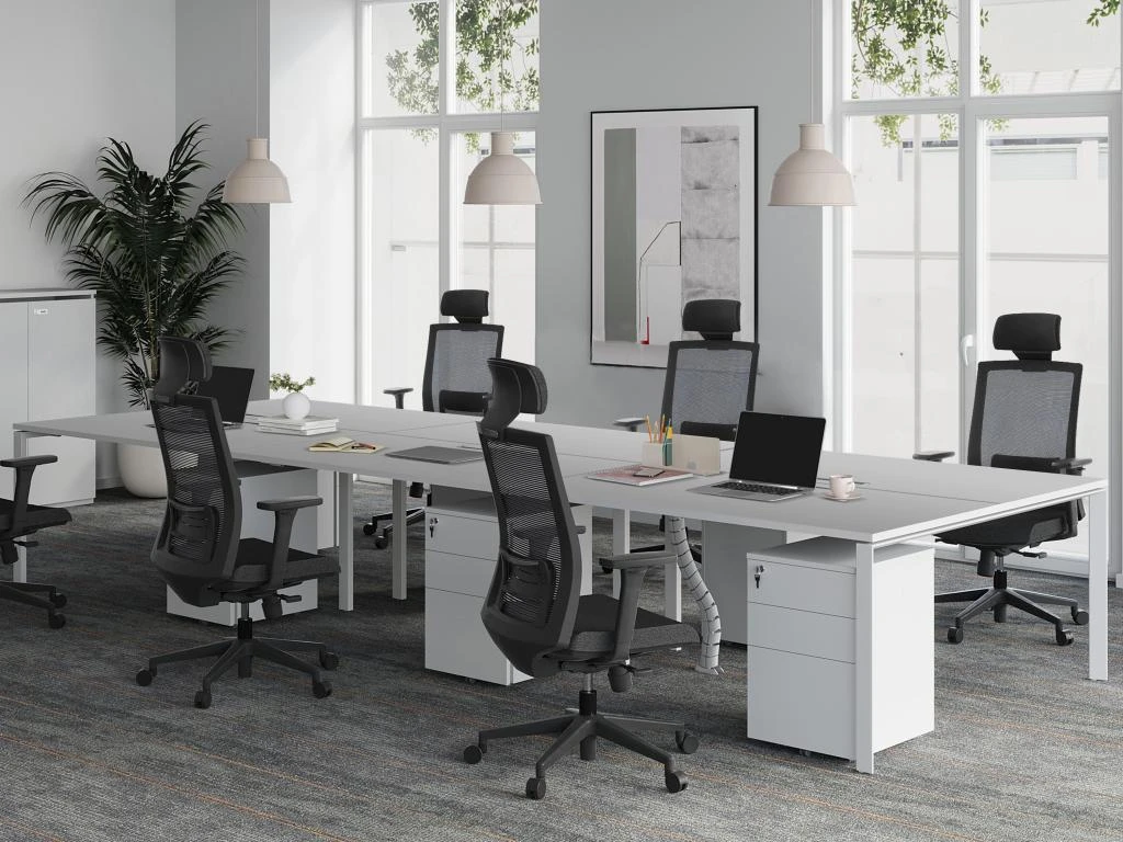 Bureau Bench 6 Personnes - Blanc - L140 Cm - DOWNTOWN – Image 2