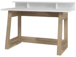 Bureau Gamer 135 Cm Blanc Et Chêne