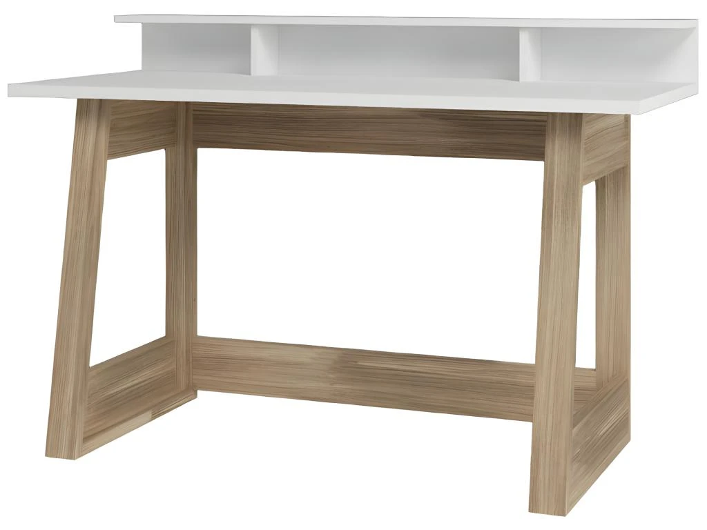 Bureau Gamer 135 Cm Blanc Et Chêne