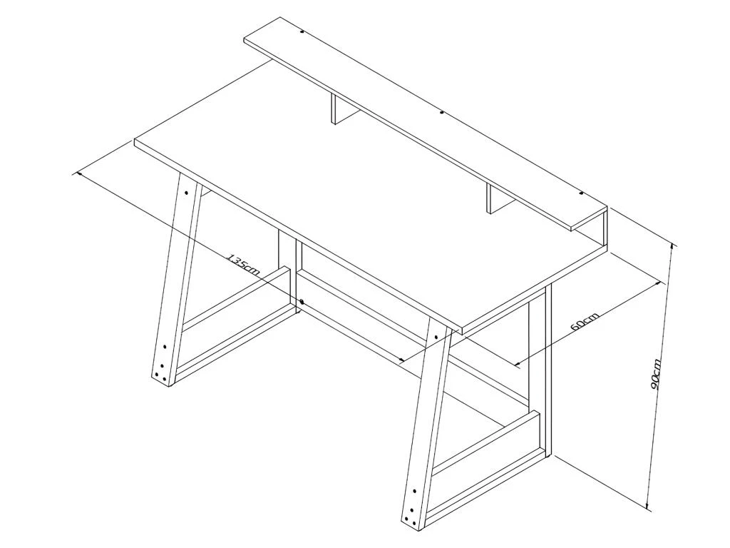 Bureau Gamer 135 Cm Blanc Et Chêne – Image 5