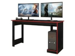 Bureau Gamer Noir Et Rouge 136 Cm