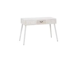 Bureau 3 Tiroirs Bois Clair/Blanc - LINO