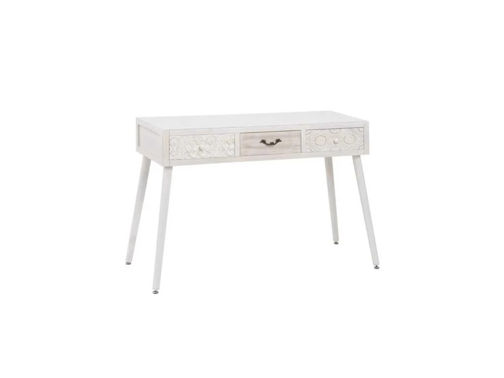 Bureau 3 Tiroirs Bois Clair/Blanc - LINO
