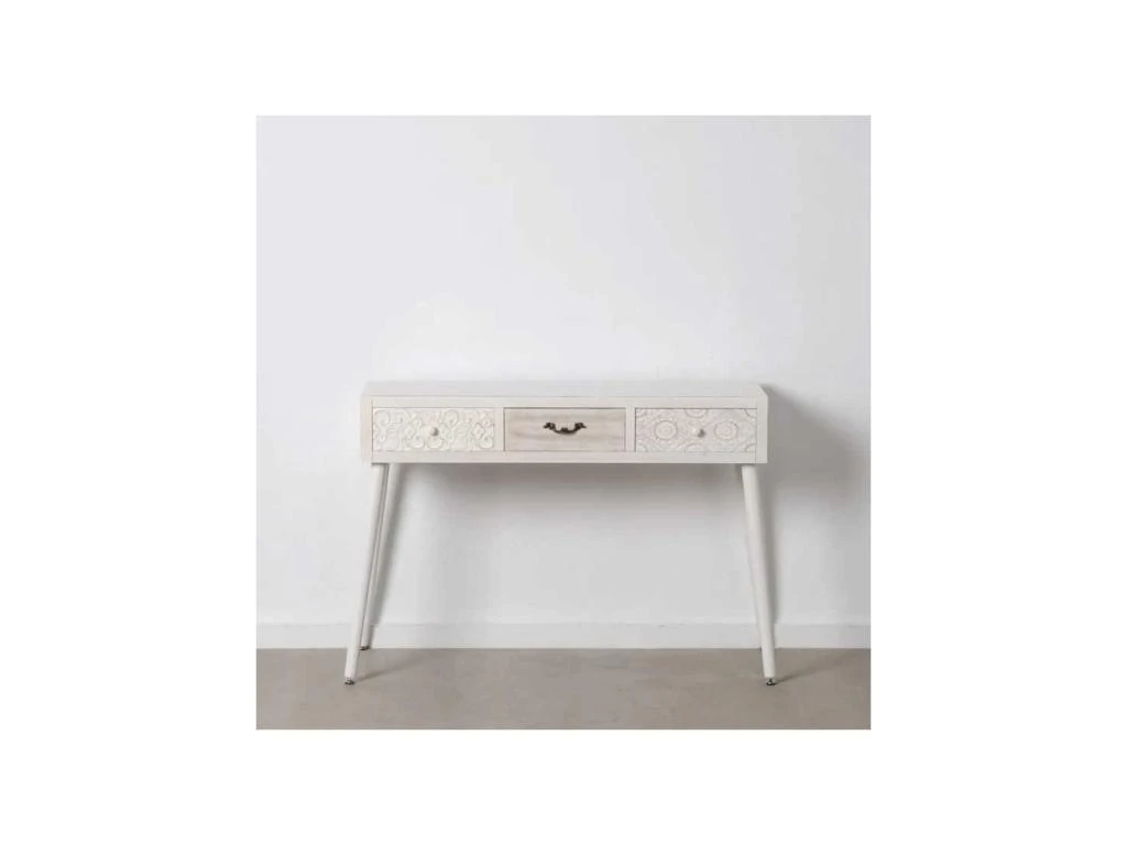 Bureau 3 Tiroirs Bois Clair/Blanc - LINO – Image 4