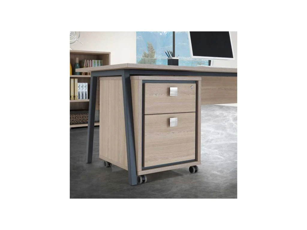 Caisson De Rangement 2 Tiroirs Chêne Clair - ISAURE N°2 – Image 3