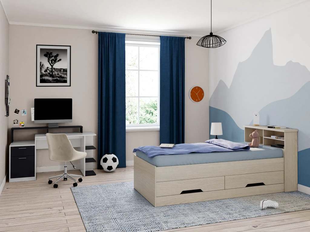Bureau Avec Rangements ZACHARIE - Blanc Et Gris – Image 3