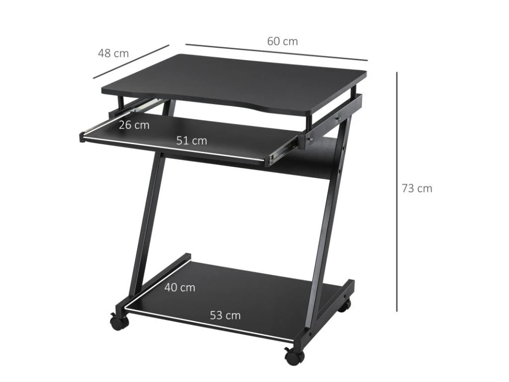 Bureau Informarique Roulant ZOLA Noir – Image 3