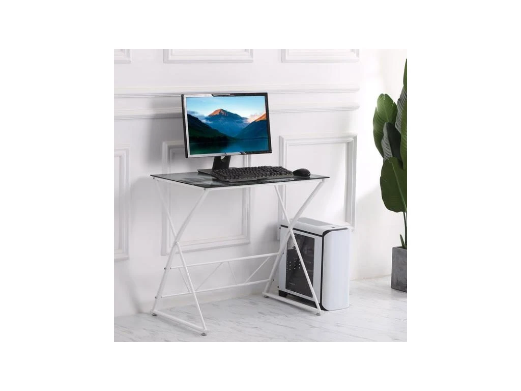 Bureau Verre Trempé NEW-YORK Blanc – Image 2