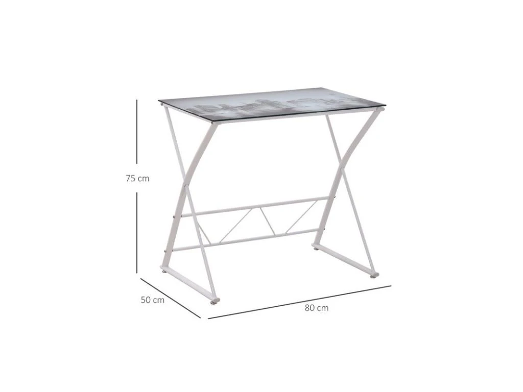 Bureau Verre Trempé NEW-YORK Blanc – Image 3