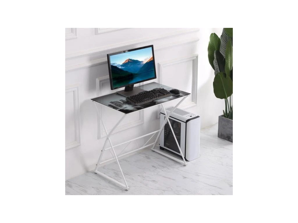 Bureau Verre Trempé NEW-YORK Blanc – Image 4