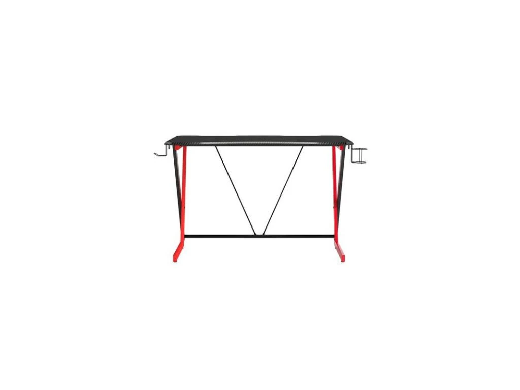 Bureau Gaming La Meilleraie En Bois Mdf Style Fibre De Carbone Noir / Rouge – Image 4