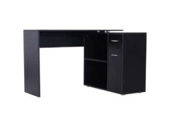 Bureau Informatique Meuble D'angle Multi-rangements Avec étagères CORNER Noir