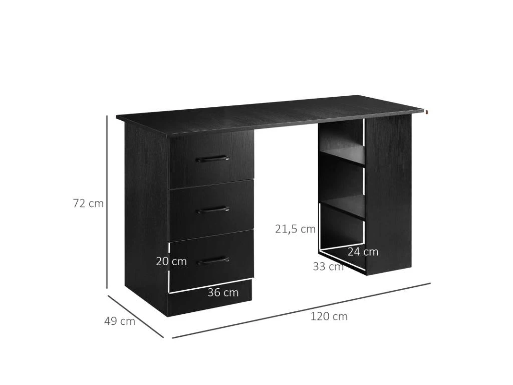 Bureau Informatique HAROLD Noir – Image 3