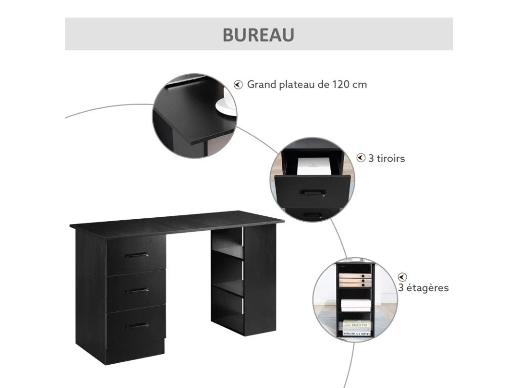 Bureau Informatique HAROLD Noir – Image 5