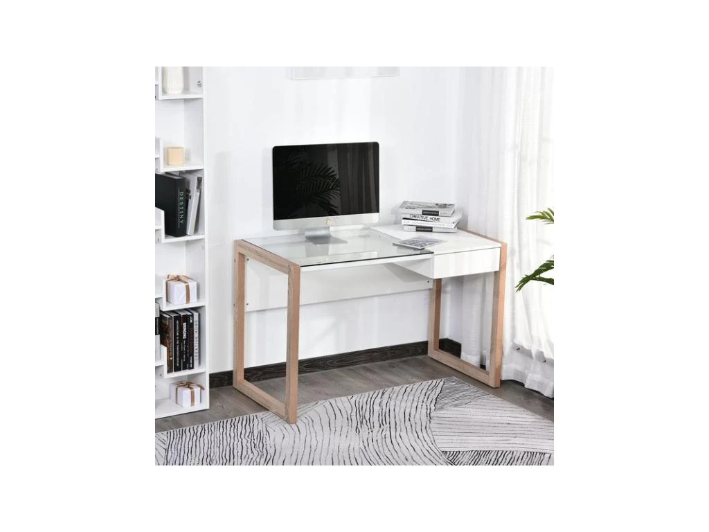 Bureau STANFORD Blanc Et Bois – Image 2