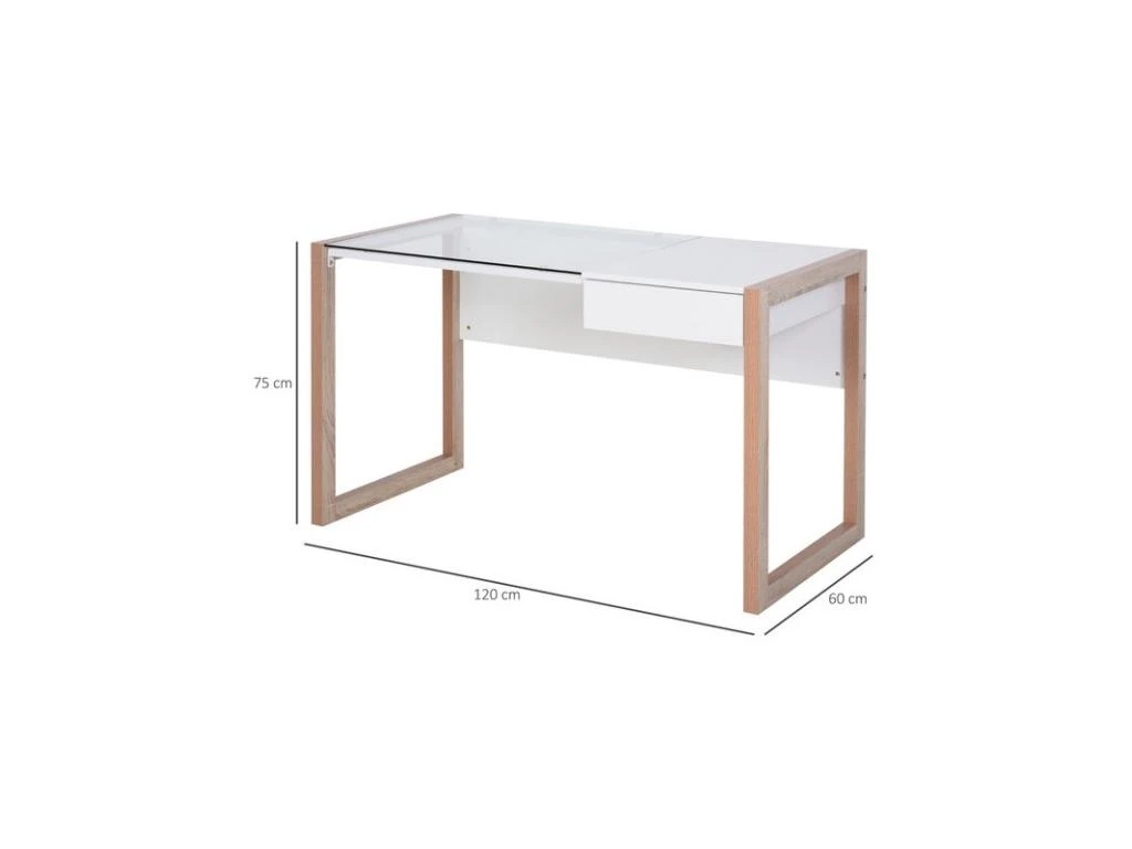 Bureau STANFORD Blanc Et Bois – Image 3