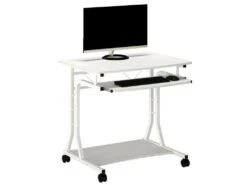Petit Bureau Informatique - Roulant - Bois Blanc