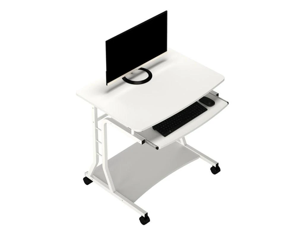 Petit Bureau Informatique - Roulant - Bois Blanc – Image 4