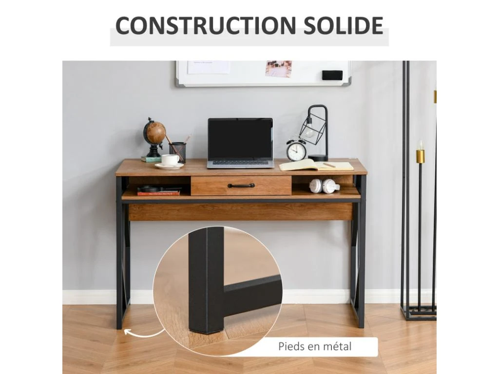 Bureau Industriel GIULIA Aspect Bois De Noyer – Image 5