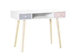 Bureau Scandinave Enfant ALIX Blanc Rose Gris