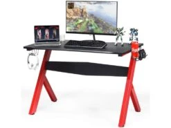 Bureau Gamer Pour E-sport Avec Porte-gobelet,tapis De Souris,support Pour Ecouteurs En Fibre