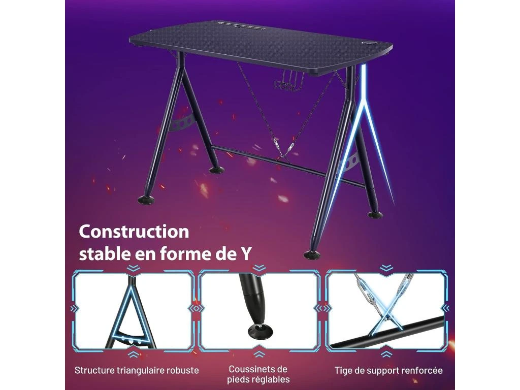 Bureau Gamer Pour E-sports Table Pour Ordinateur/pc Avec Porte-gobelet – Image 2