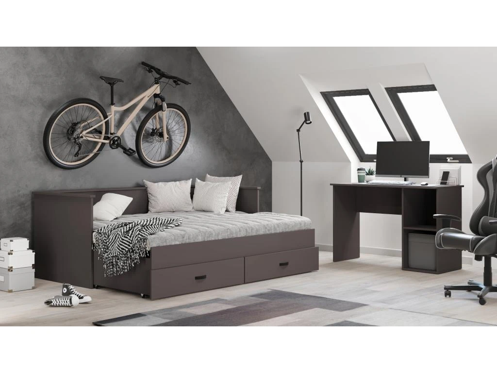 Bureau Gaming Noir, Bureau Gamer, Bureau D'ordinateur, Bureau De Jeu Bureau, 100 X 74 X 60 Cm – Image 2