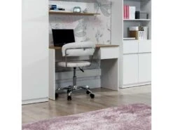 Bureau 1 Tiroir Blanc/Bois - QIZ - L 115 X L 54 X H 75 Cm