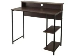 35" Bureau À Domicile En Bois Bureau D'Ordinateur Et Étagères Marron