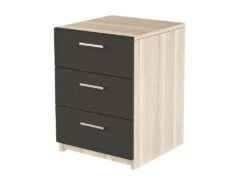 Commode De Bureau 3 Tiroirs - Venprodin 45 Cm-Chêne-Noir