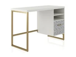 Bureau Simple Caisson En MDF Blanc
