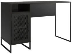 Bureau Ordinateur Caisson 1 Porte En MDF Chêne Noir