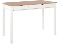 Bureau 2 Tiroirs En Pin Blanc Et Nature
