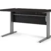 Prisme Bureau à Hauteur Réglable électrique, En Frêne Noir Et Gris Argenté.