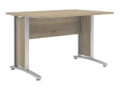 Prisme Bureau C, Imitation Chêne Et Acier, Gris Argenté.