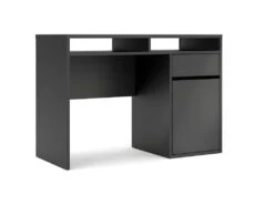 Plus Bureau Avec 1 Porte, 1 Tiroir Et 2 Tablettes De Rangement, Noir Mat.