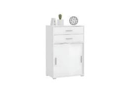 Mover Armoire De Bureau Avec 2 Portes Coulissantes 2 Portes, 2 Tiroirs Blanche.