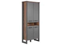 Prime étagère De Bureau 4 Portes, 1 Tablette, Old Wood Décor.