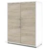 Prisme Armoire De Classement à 2 Portes, Blanc, Imitation Chêne.