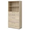 Prisme Armoire De Bureau 2 Espaces De Rangement Et 4 Tiroirs, Finition Chêne.