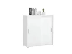 Mover Armoire De Bureau Avec 2 Portes Coulissantes 100x107x40 Cm Blanche.