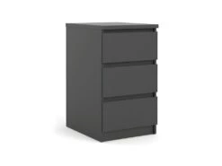 Nada Commode Basse Et étroite à 3 Tiroirs, Noir Mat.