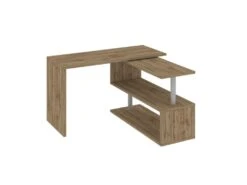 Bureau Candido, Bureau D'angle Support PC, Table De Bureau Polyvalente, Bureau Gain De Place Multiposition, 100% Made In Italy, Cm 120x50h75, Chêne