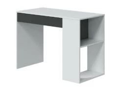Bureau Danani, Bureau Réversible Avec Tiroir, Table D'étude Ou De Bureau Pour PC, 101x50h73 Cm, Blanc Et Anthracite