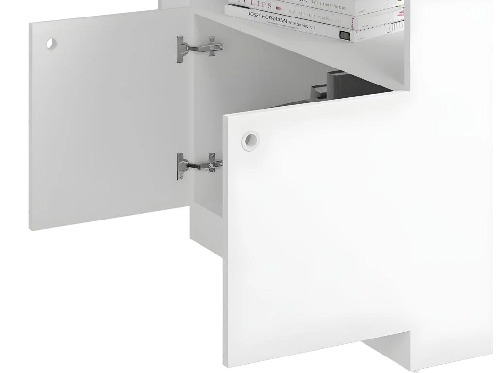 Bureau D'Angle Blanc Caisson 3 Tiroirs Et Armoirette – Image 5